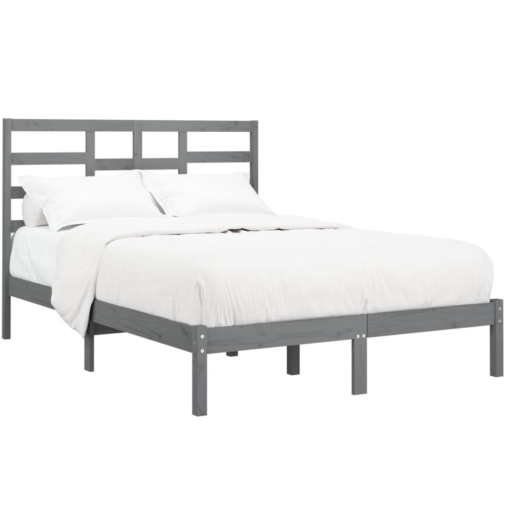 vidaXL Πλαίσιο Κρεβατιού Γκρι 150 x 200 εκ. Μασίφ Ξύλο King Size