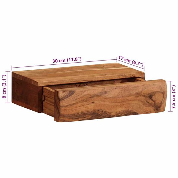vidaXL Ράφια Τοίχου 2 τεμ. 30x17x8 εκ. από Μασίφ Ξύλο Ακακίας