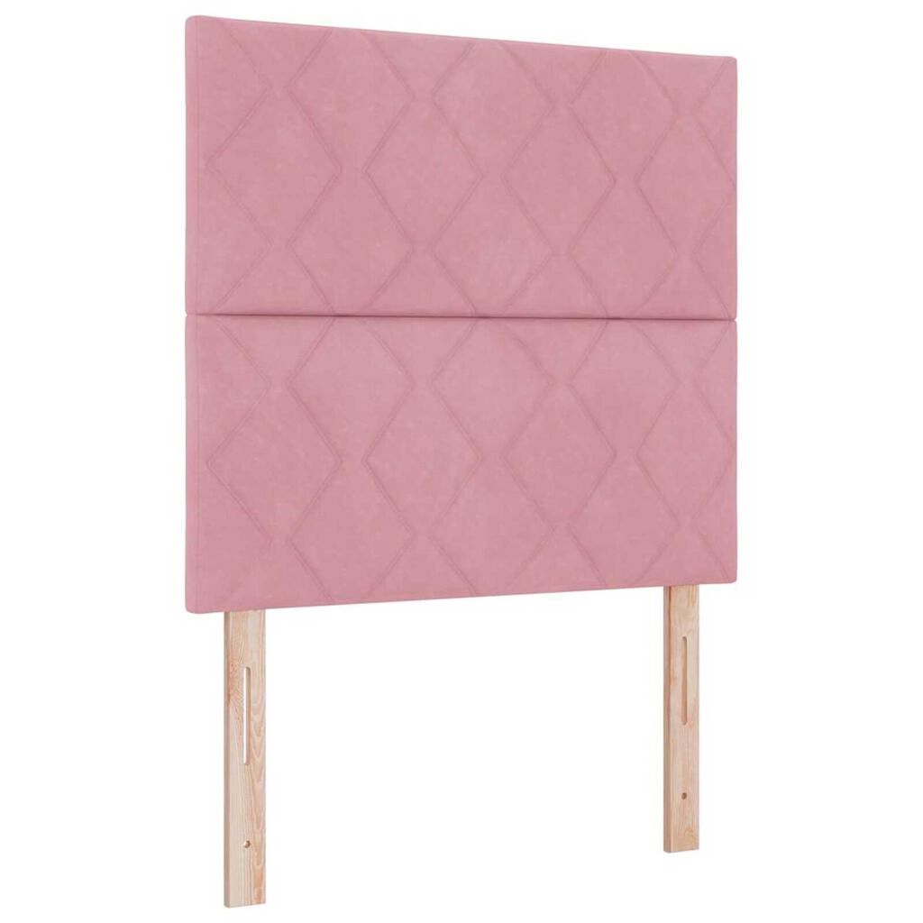 vidaXL Κρεβάτι Box Spring LED με Στρώμα Ροζ 100 x 200 cm Βελούδο
