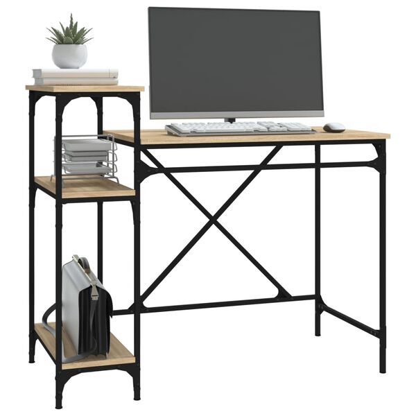vidaXL Γραφείο με Ράφια Sonoma Δρυς 105x50x90 εκ. Επεξ. Ξύλο/Σίδηρος
