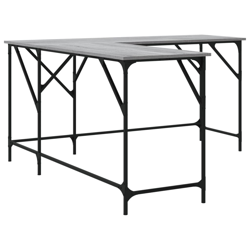vidaXL Γραφείο Γκρι Sonoma 149x149x75 εκ. από Επεξεργασμένο Ξύλο
