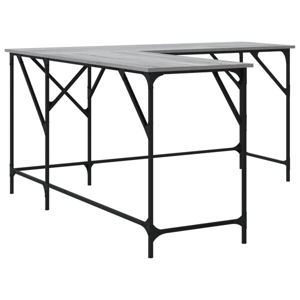 vidaXL Γραφείο Γκρι Sonoma 149x149x75 εκ. από Επεξεργασμένο Ξύλο