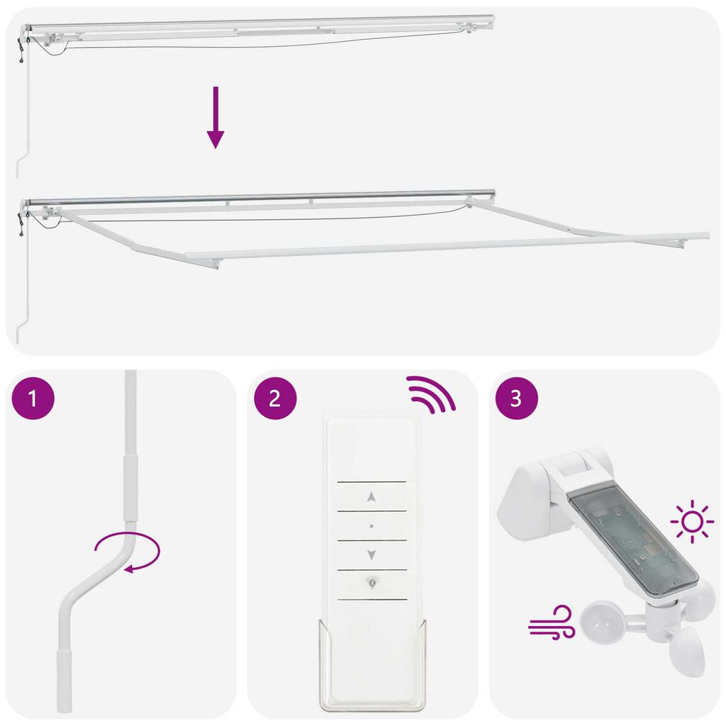 vidaXL Αυτόματη Ανασυρόμενη Τέντα με LED Λευκή 400x300 cm