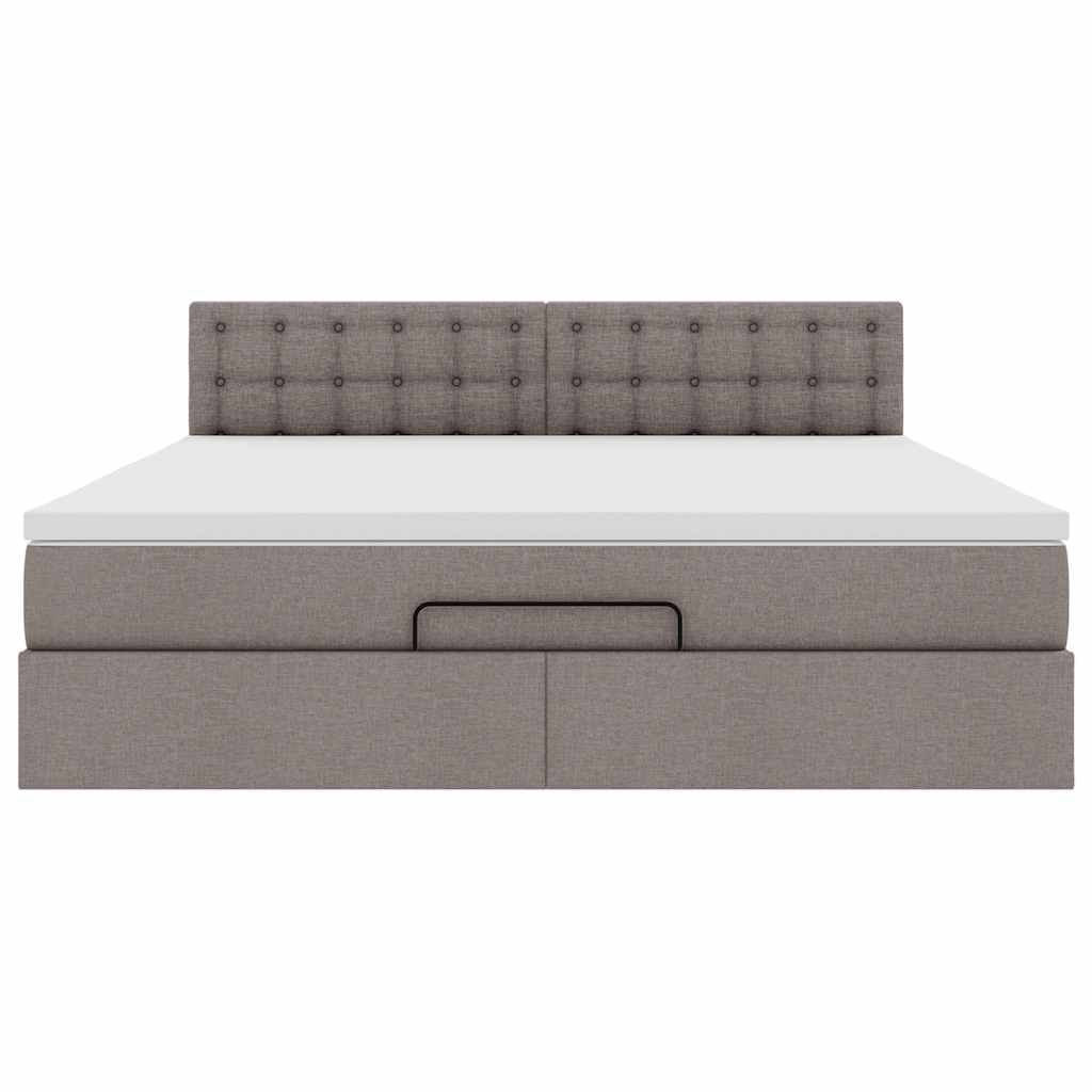 vidaXL Οθωμανικό κρεβάτι με στρώμα Taupe 180x200cm ύφασμα
