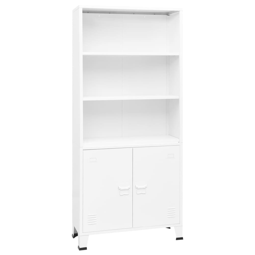 vidaXL Βιομηχανική Βιβλιοθήκη Λευκή 80 x 32 x 180 εκ. Ατσάλινη