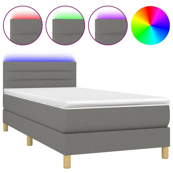 vidaXL &Kappa;&rho;&epsilon;&beta;ά&tau;&iota; Boxspring &mu;&epsilon; &Sigma;&tau;&rho;ώ&mu;&alpha; & LED &Sigma;&kappa;.&Gamma;&kappa;&rho;&iota; 80x200 &epsilon;&kappa;. &Upsilon;&phi;&alpha;&sigma;&mu;ά&tau;&iota;&nu;&omicron;