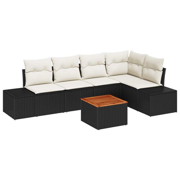 vidaXL Σετ Καναπέ Κήπου με μαξιλάρι 6 pcs Μαύρο Πολυ ράταν