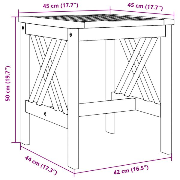 vidaXL Κηπουρική Πλευρικό Τραπέζι Καφέ 45x45x50 εκ Μασίφ Ξύλο Ακακίας