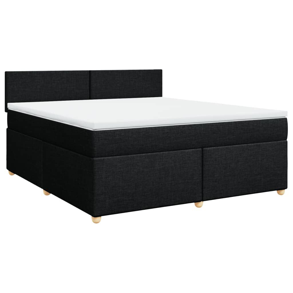 vidaXL Κρεβάτι Boxspring με Στρώμα Μαύρο 180x200 εκ. Υφασμάτινο