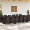 vidaXL Σέτ φαγητού για κήπο 13 pcs Καφέ Rattan Polt