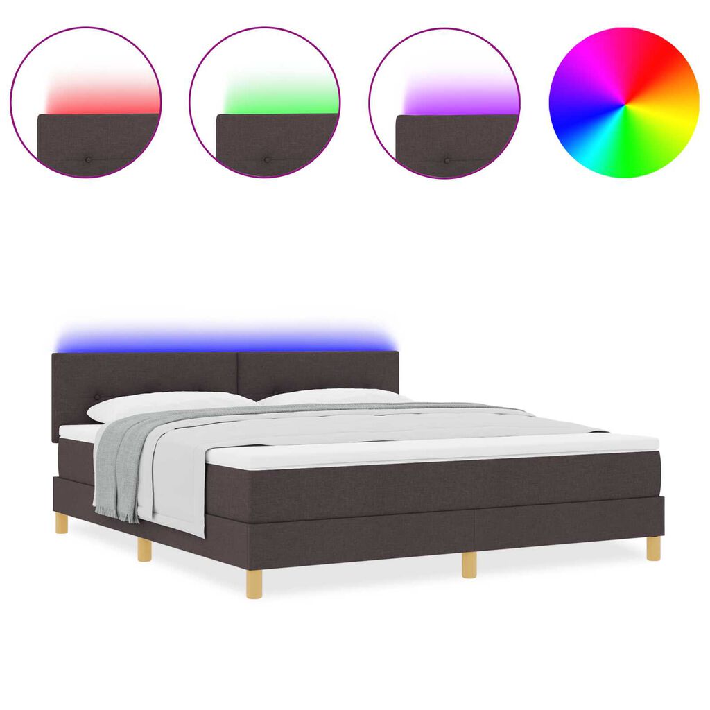 vidaXL Κρεβάτι με ελατήρια με Ματress & LED Καφέ 180x200 εκ. Ύφασμα