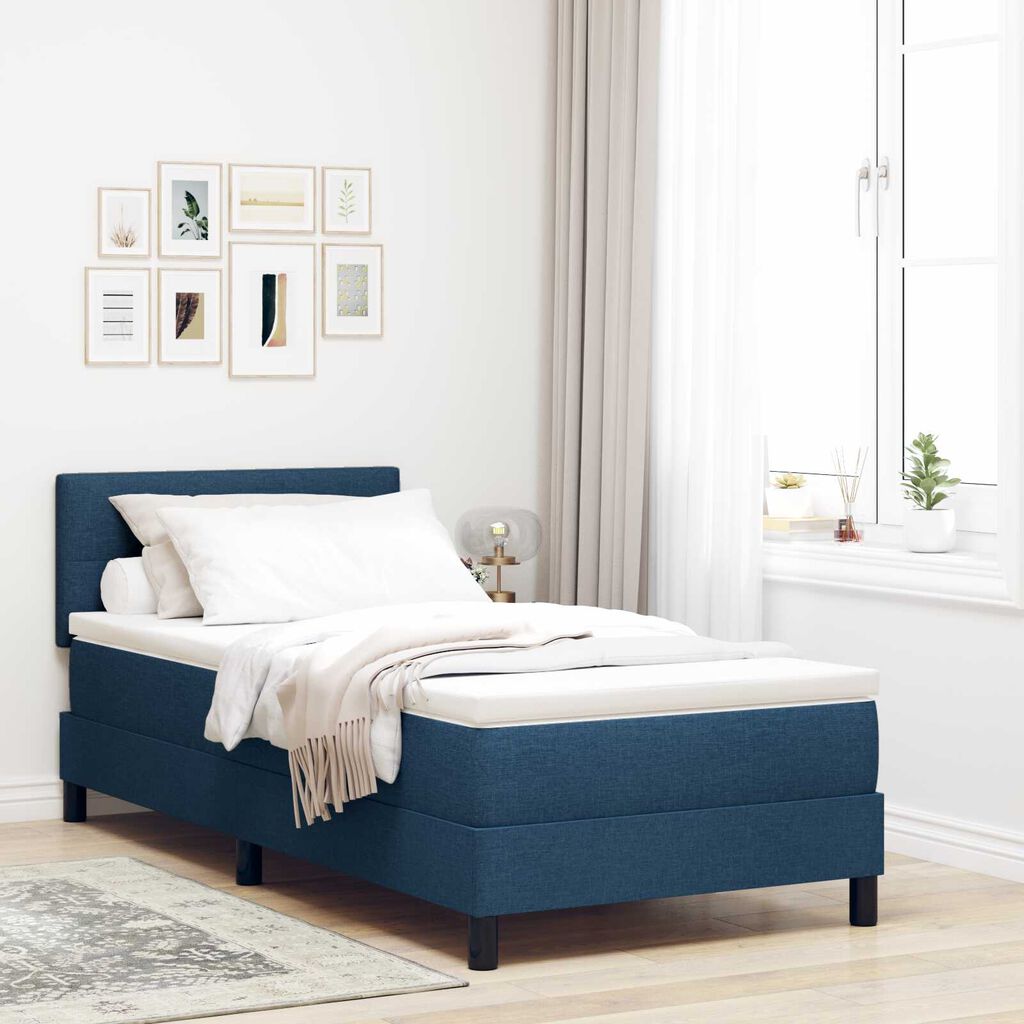 vidaXL Κρεβάτι Box Spring με Στρώμα & LED Μπλε 80x200 εκ Ύφασμα