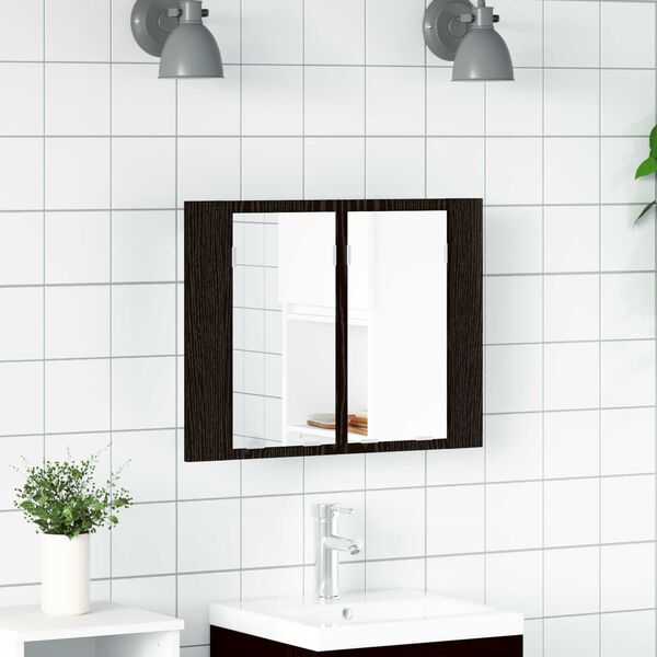 vidaXL LED Καθρέφτης Μπάνιου Ντουλάπας Μαύρο Δρυς 60x12x45 εκ. Από Ξύλο