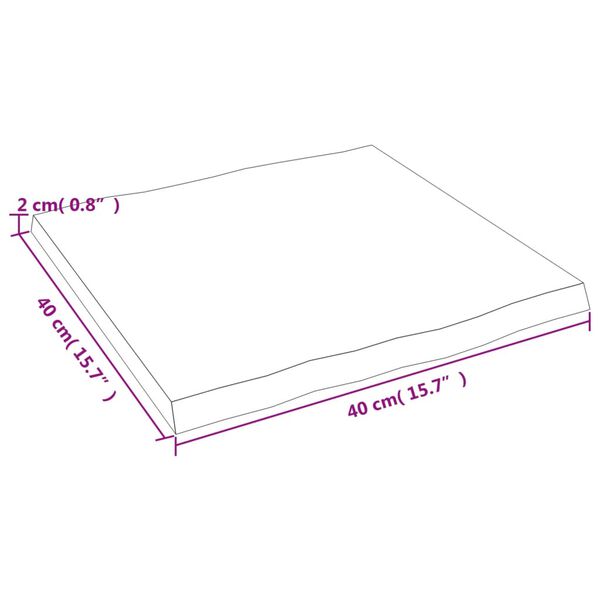 vidaXL Επιφ Τραπεζιού Αν. Καφέ 40x40x2εκ Επ Μασίφ Ξύλο Δρυός Live Edge