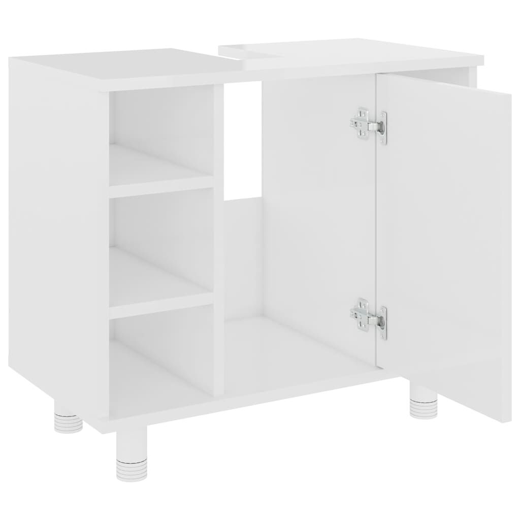 vidaXL Ντουλάπι Νιπτήρα Γυαλιστερό Λευκό 60x32x53,5 εκ. Επεξ. Ξύλο