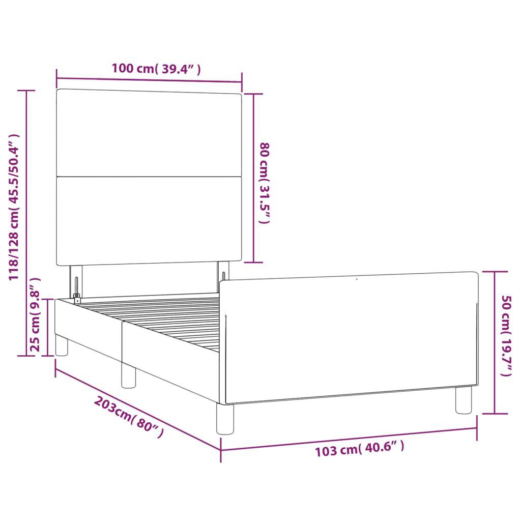 vidaXL Πλαίσιο Κρεβατιού με Κεφαλάρι Λευκό 100x200 εκ.Συνθετικό Δέρμα