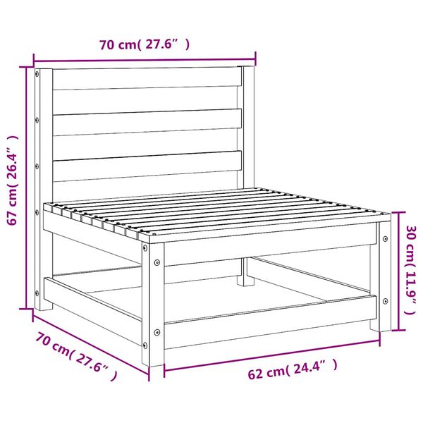 vidaXL Καναπέδες Κήπου Χωρίς Μπράτσα 70x70x67 εκ. Μασίφ Ξύλο Πεύκου