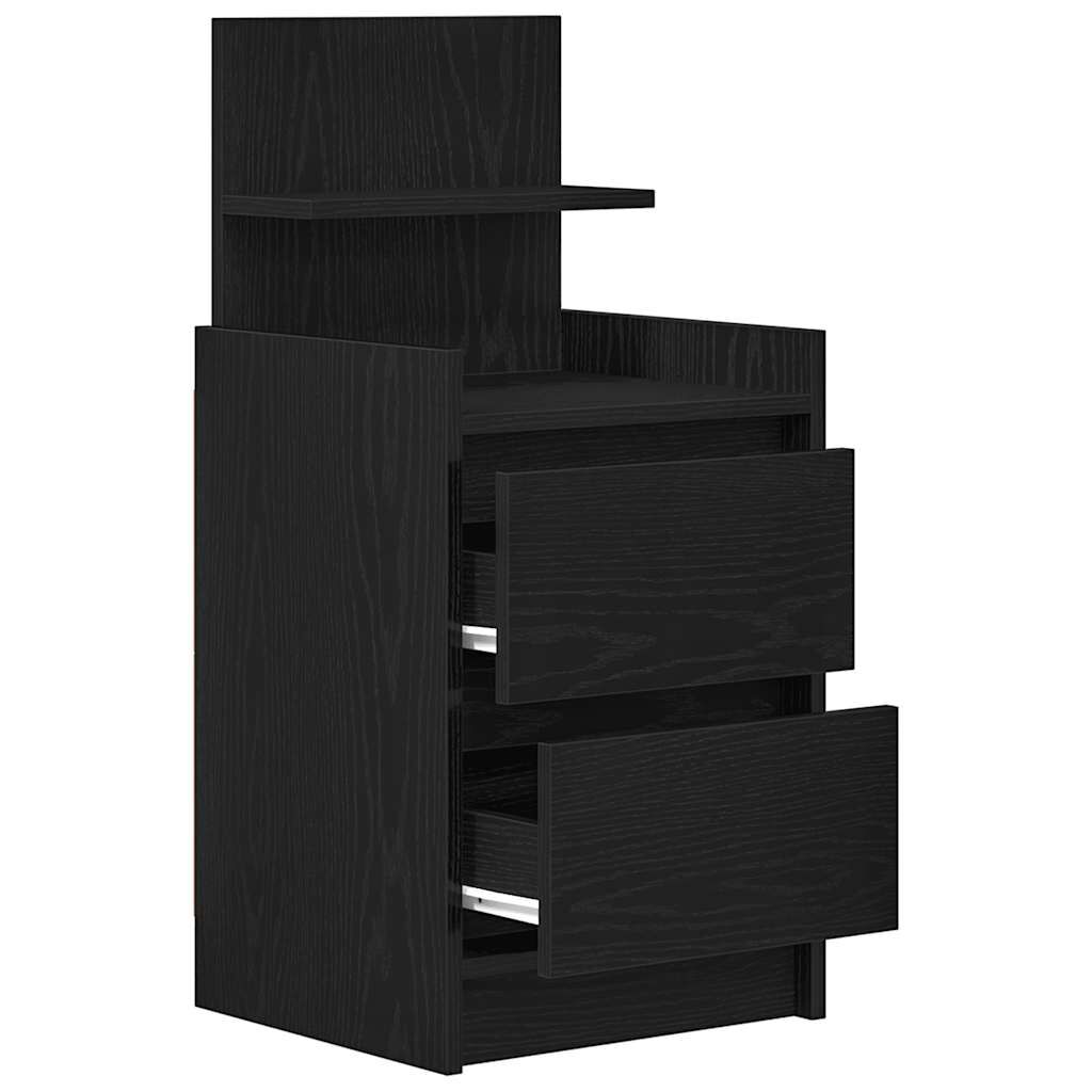 vidaXL Κομοδίνα με 2 συρτάρια 2 τεμάχια Μαύρο 38x34x80 εκ.