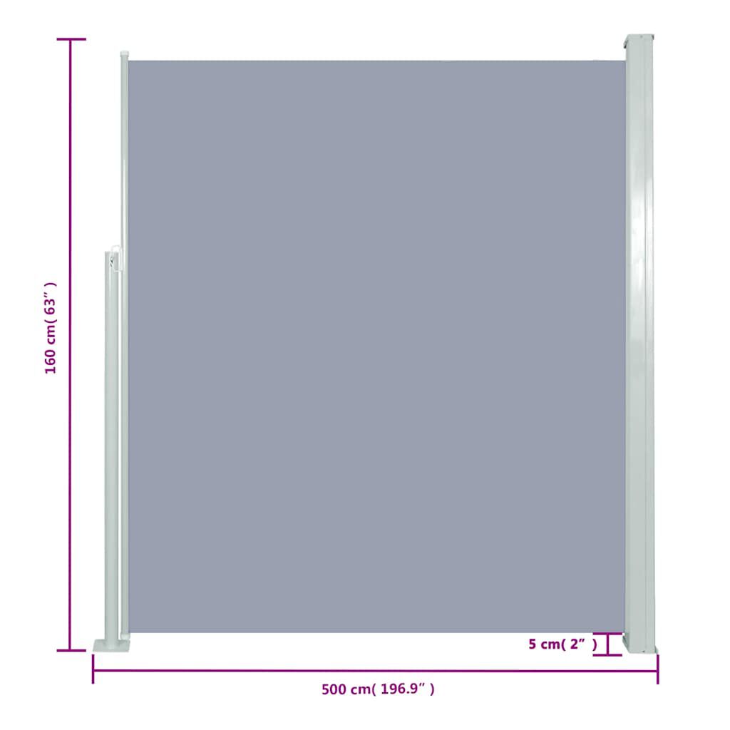 vidaXL Σκίαστρο Πλαϊνό Συρόμενο Γκρι 160 x 500 εκ.