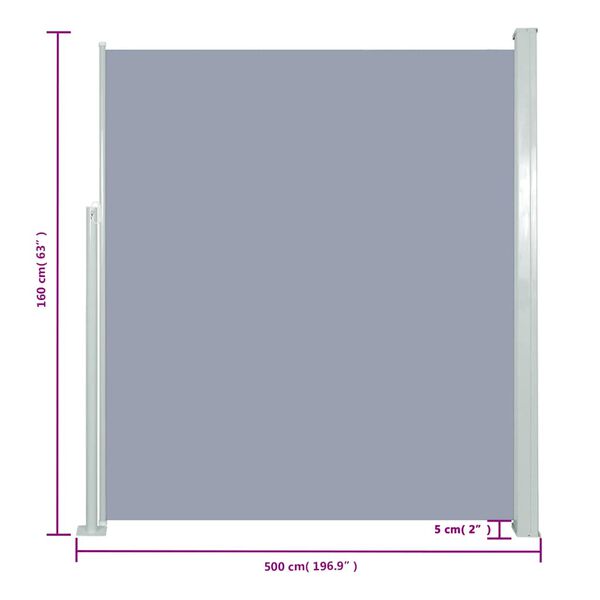 vidaXL Σκίαστρο Πλαϊνό Συρόμενο Γκρι 160 x 500 εκ.