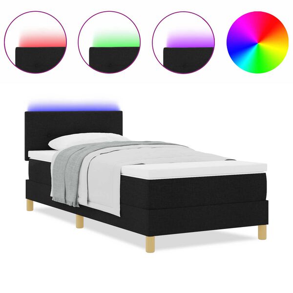 vidaXL Κρεβάτι με ελατήρια με στρώμα Μαύρο 90 x 190 cm ύφασμα