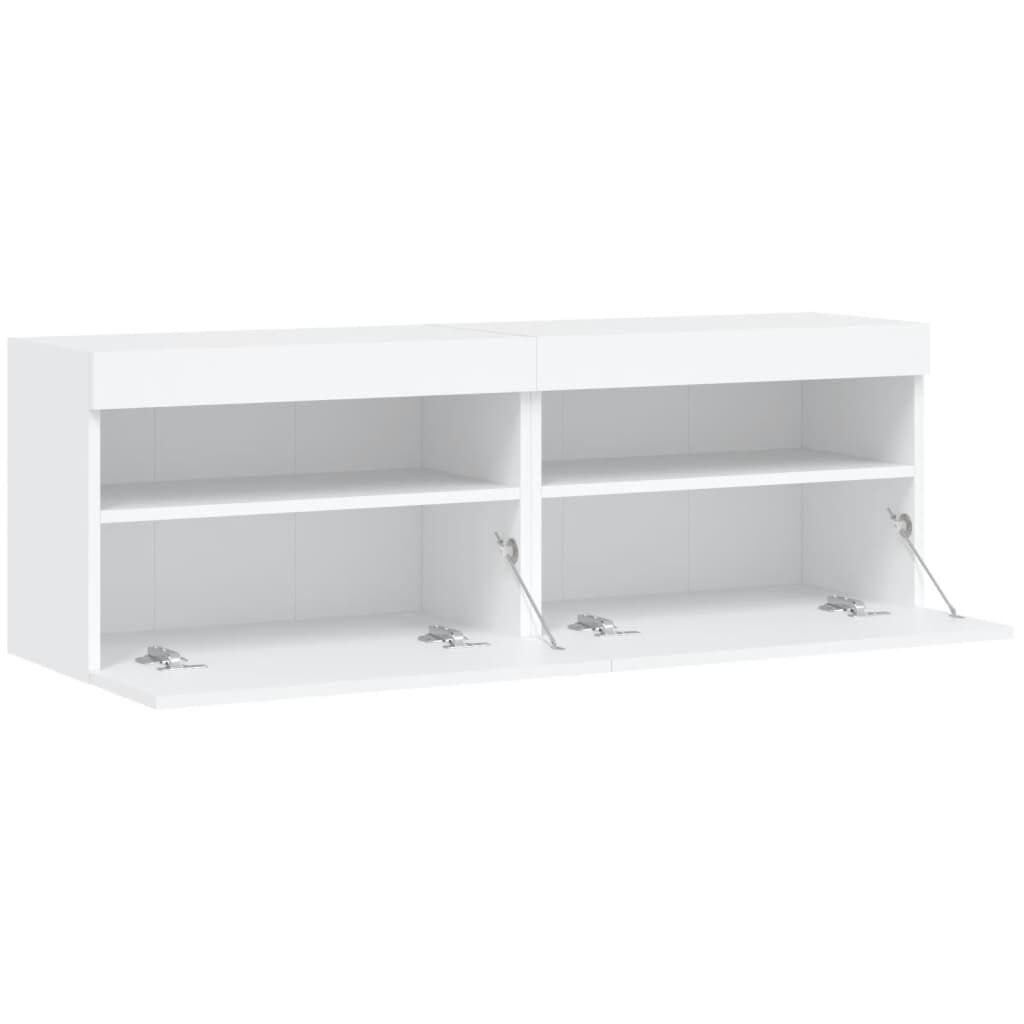 vidaXL Έπιπλα Τοίχου Τηλεόρασης με LED 2 Τεμ. Λευκά 60x30x40 εκ.