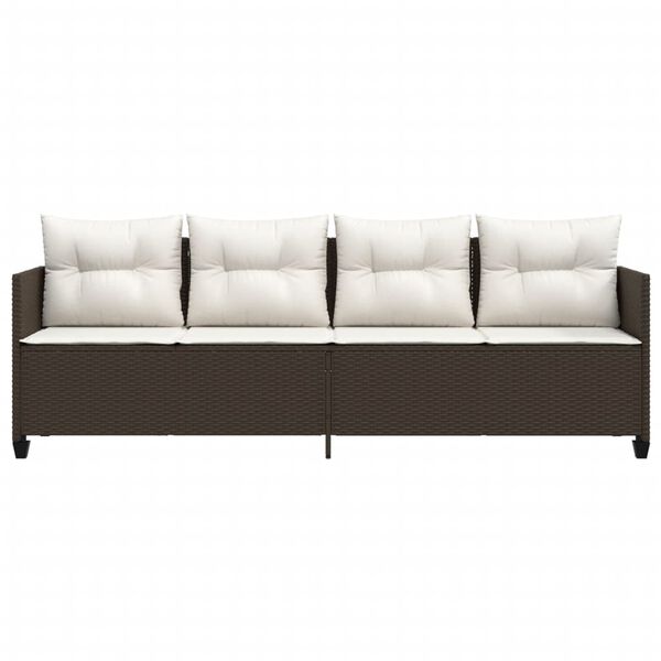 vidaXL Ξαπλώστρα Καφέ από Συνθετικό Ρατάν με Μαξιλάρια