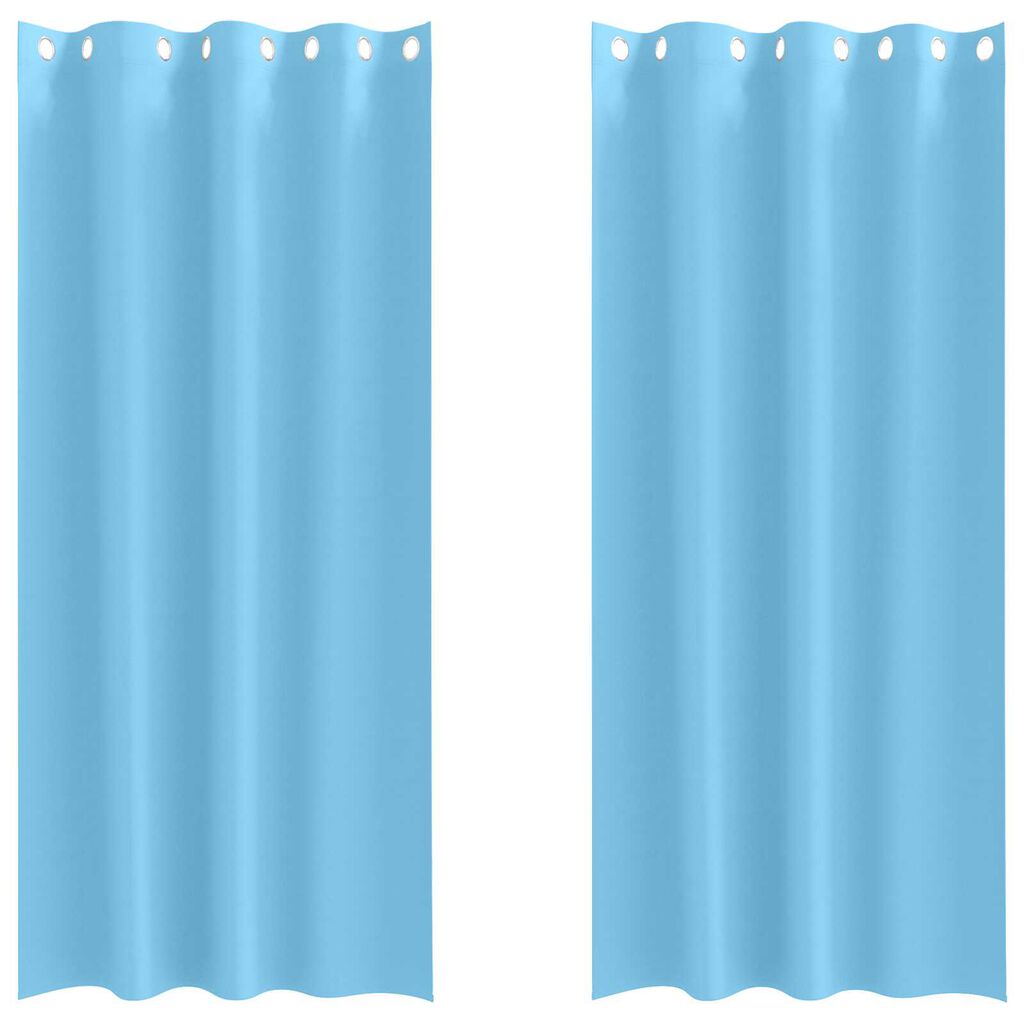vidaXL Κουρτίνες με κουρτίνες 2 pcs Γαλάζιο 260 x 140 εκ. Πολυεστέρας