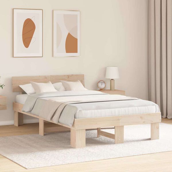 vidaXL Σκελετός Κρεβατιού Καφέ 120 x 200 cm Μασίφ ξύλο πεύκου