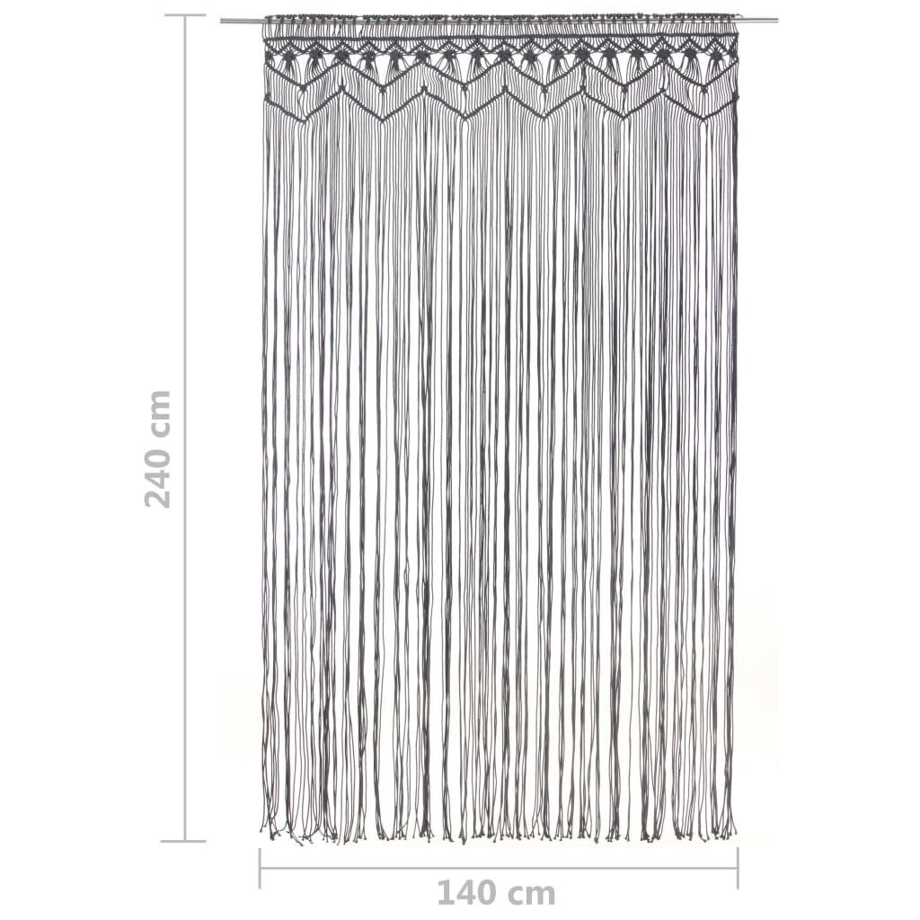 vidaXL Κουρτίνα Μακραμέ Ανθρακί 140 x 240 εκ. Βαμβακερή