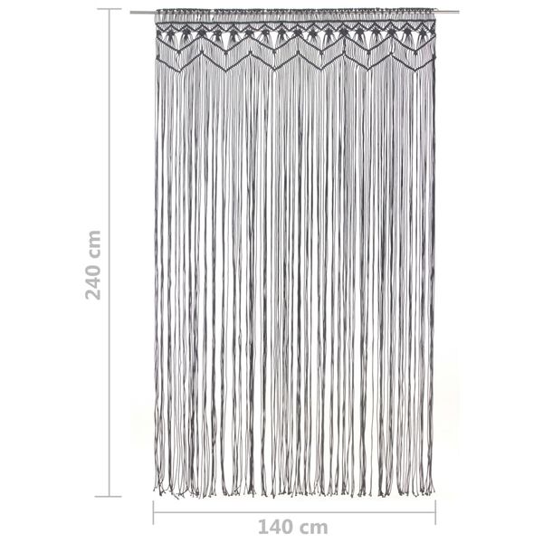 vidaXL Κουρτίνα Μακραμέ Ανθρακί 140 x 240 εκ. Βαμβακερή