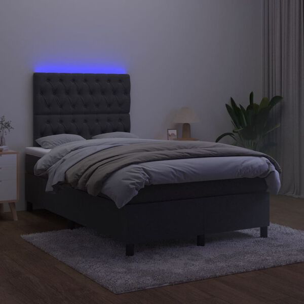 vidaXL &Kappa;&rho;&epsilon;&beta;ά&tau;&iota; Boxspring &mu;&epsilon; &Sigma;&tau;&rho;ώ&mu;&alpha; & LED &Mu;&alpha;ύ&rho;&omicron; 120x190 &epsilon;&kappa;. &Beta;&epsilon;&lambda;&omicron;ύ&delta;&iota;&nu;&omicron;