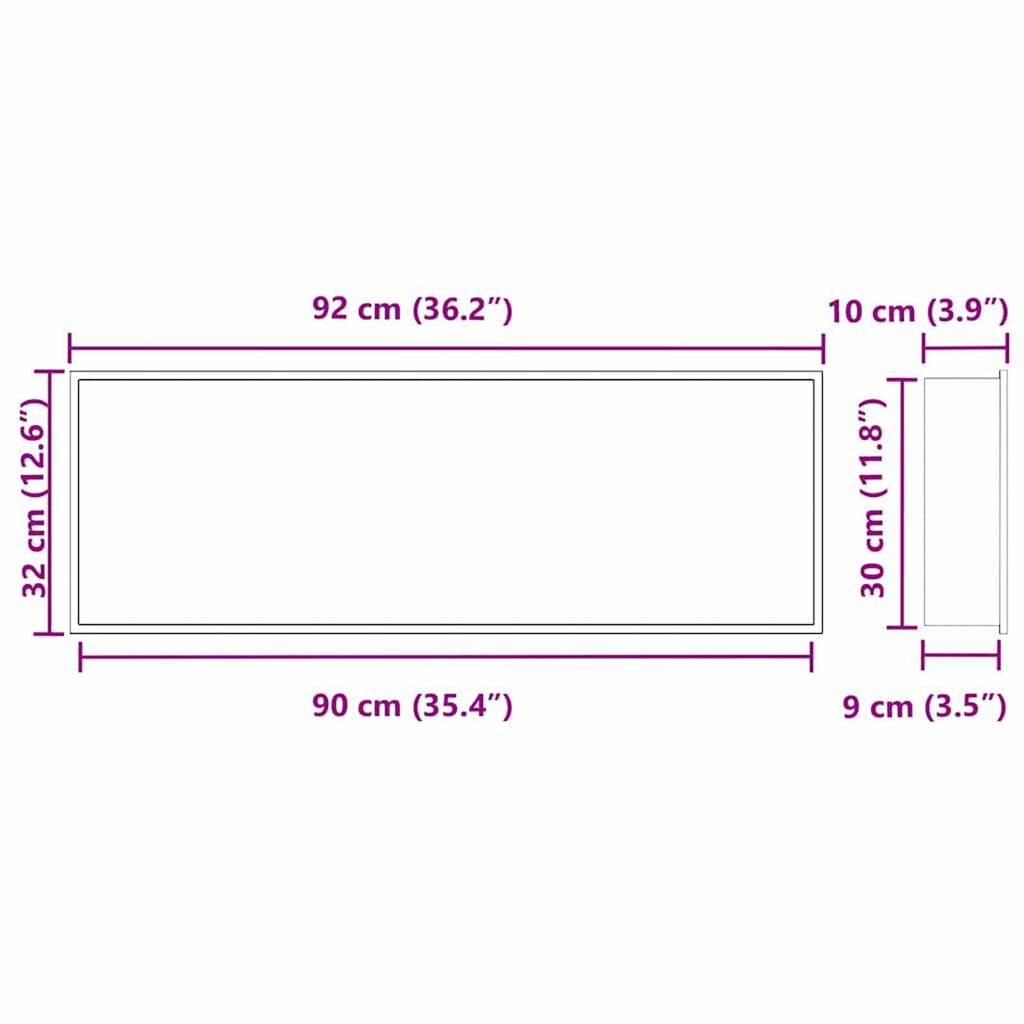 vidaXL Νίτσα Μπάνιου Μαύρο 90 x 30 x 9.5 εκ. Ανοξείδωτο ατσάλι