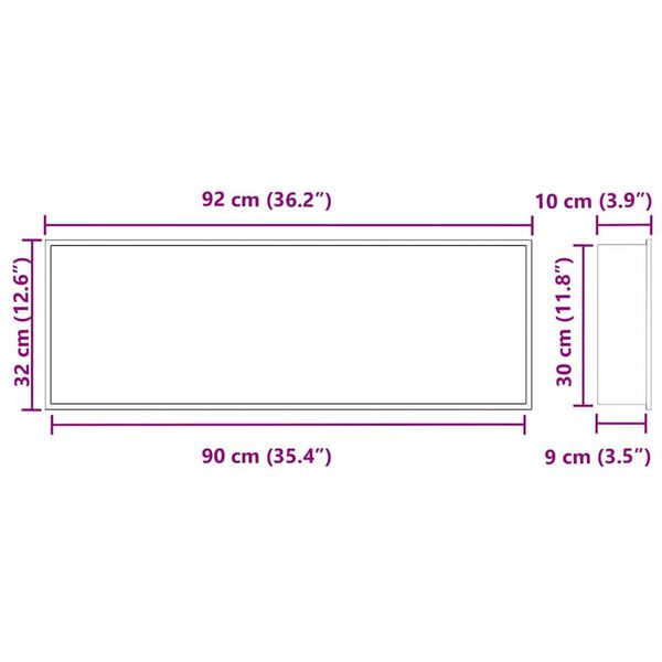 vidaXL Νίτσα Μπάνιου Μαύρο 90 x 30 x 9.5 εκ. Ανοξείδωτο ατσάλι