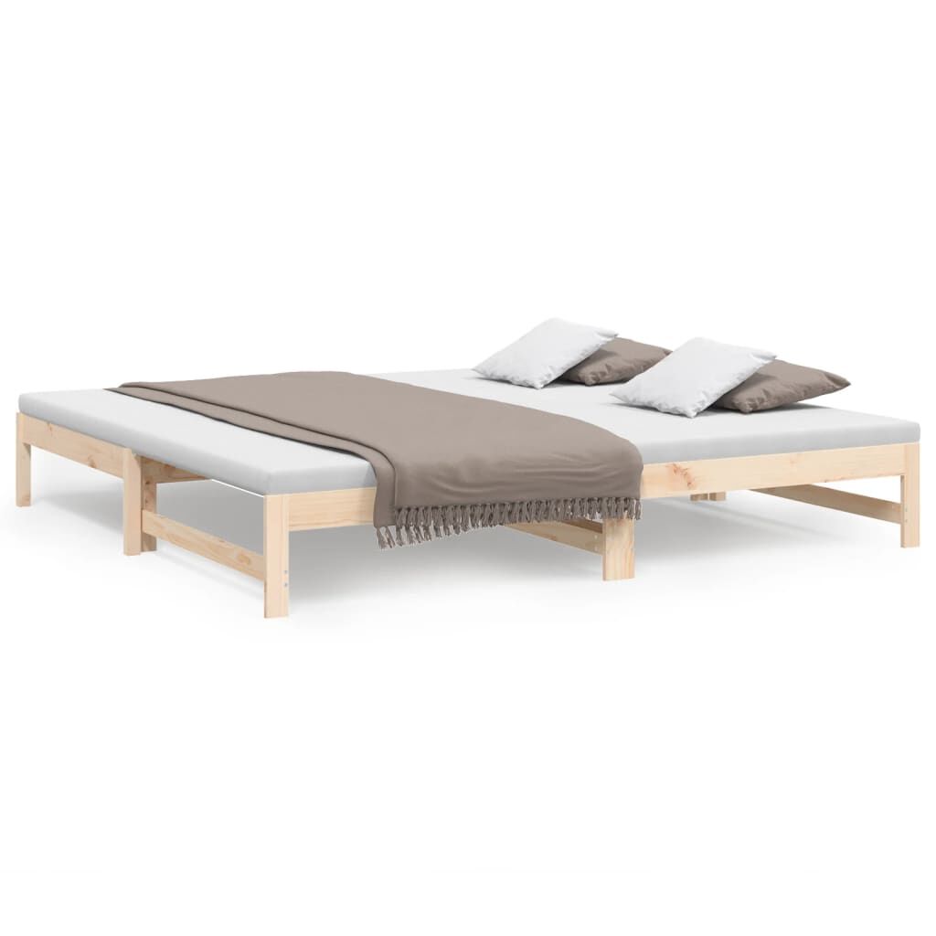 vidaXL Καναπές Κρεβάτι Συρόμενος 2x(100x200) εκ. από Μασίφ Ξύλο Πεύκου