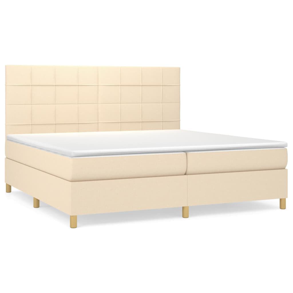 vidaXL Κρεβάτι Boxspring με Στρώμα Κρεμ 200x200 εκ. Υφασμάτινο
