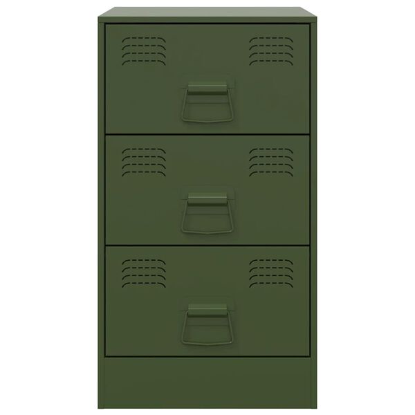vidaXL Κομοδίνο Πράσινο Λαδί 34,5x39x62 εκ. από Χάλυβα