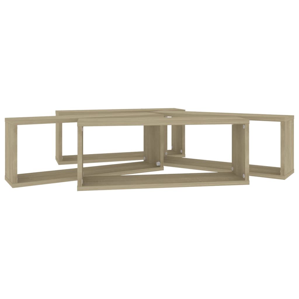 vidaXL Ράφια Κύβοι Τοίχου 4 τεμ. Sonoma Δρυς 60x15x23 εκ. Επεξ. Ξύλο