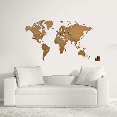 MiMi Innovations Παγκόσμιος Χάρτης Luxury Καφέ 130 x 78 εκ. Ξύλινος