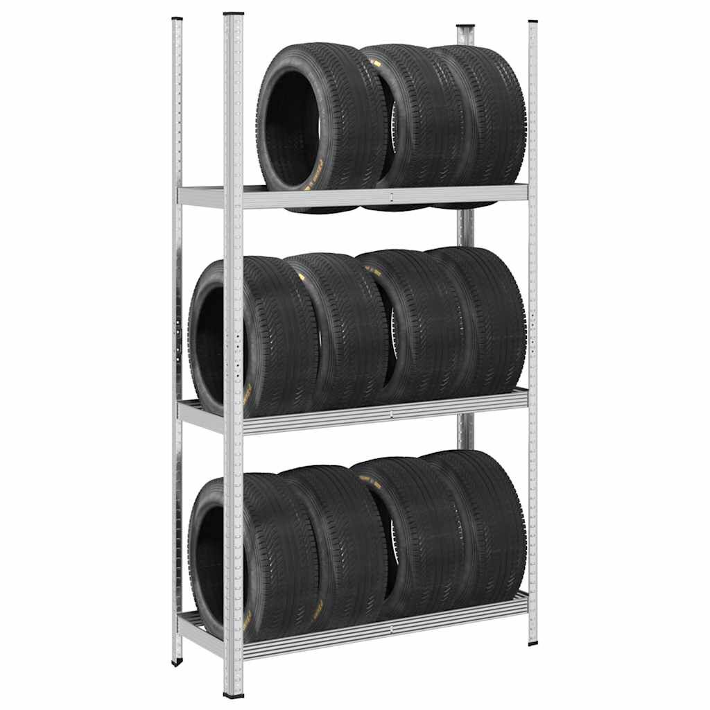 vidaXL Ράφι ελαστικών 3 επιπέδων Ασημί 110x40x200 cm Ατσάλι