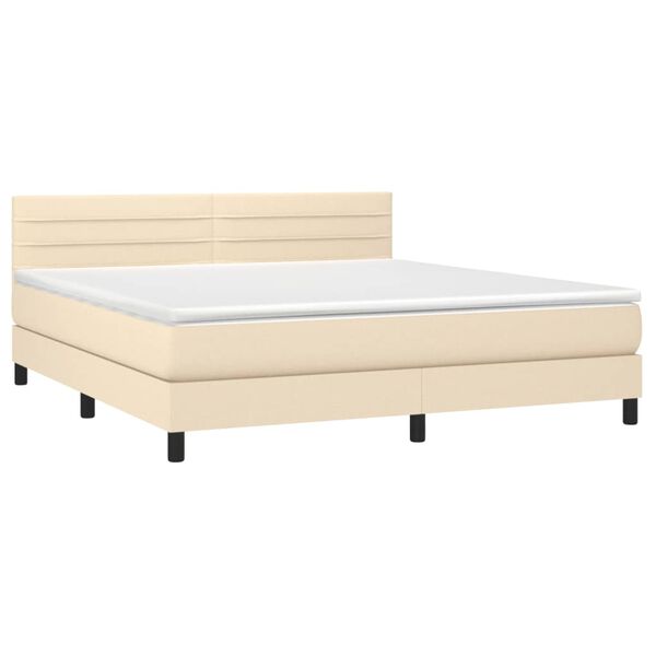 vidaXL &Kappa;&rho;&epsilon;&beta;ά&tau;&iota; Boxspring &mu;&epsilon; &Sigma;&tau;&rho;ώ&mu;&alpha; &Kappa;&rho;&epsilon;&mu; 160x200 &epsilon;&kappa;. &Upsilon;&phi;&alpha;&sigma;&mu;ά&tau;&iota;&nu;&omicron;