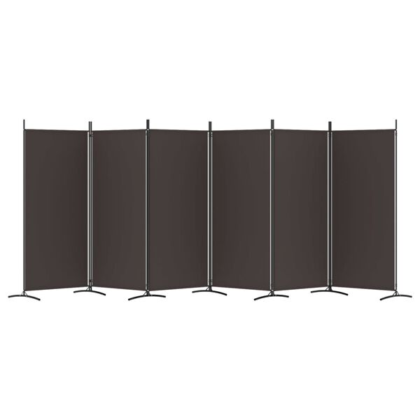 vidaXL Διαχωριστικό Δωματίου με 6 Πάνελ Καφέ 520x180 εκ. από Ύφασμα