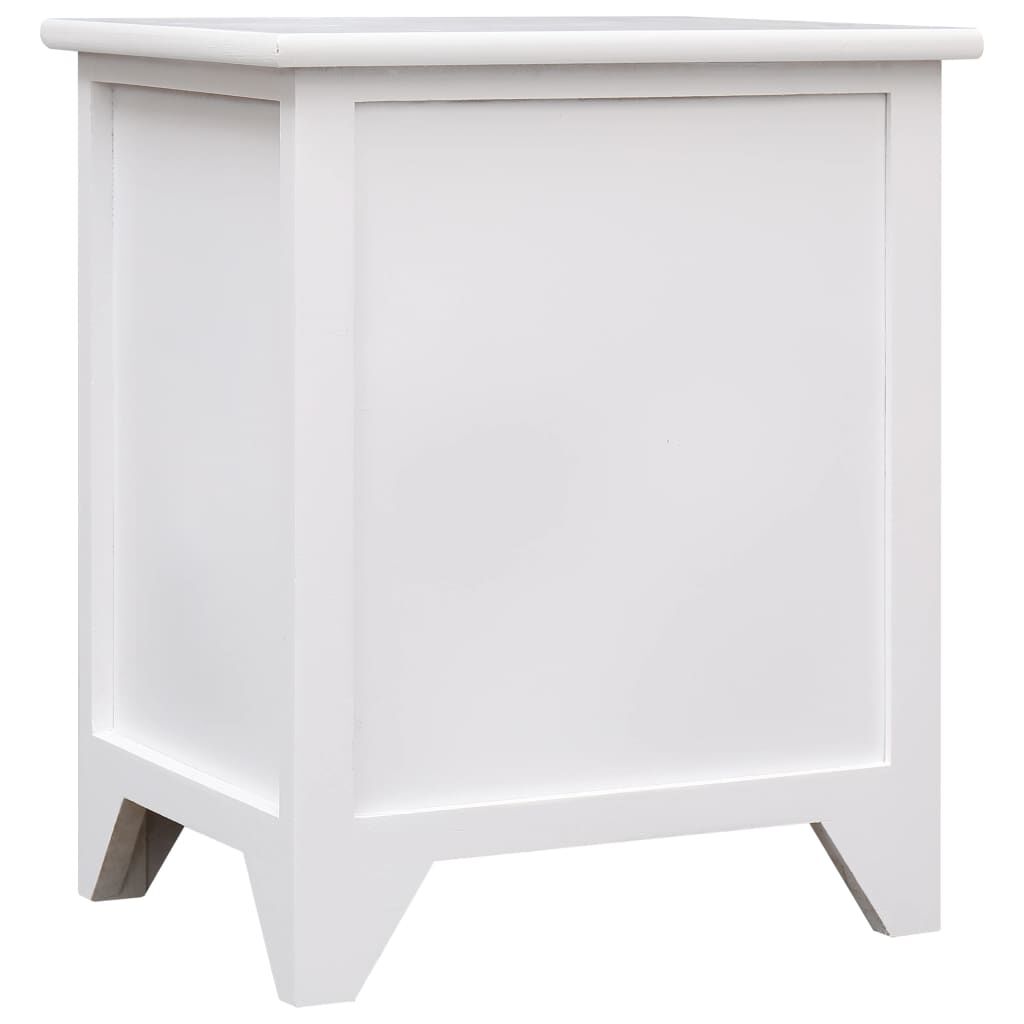 vidaXL Κομοδίνο Λευκό 38 x 28 x 45 εκ. από Ξύλο Παυλώνιας