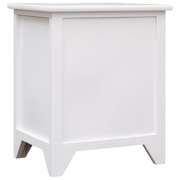 vidaXL Κομοδίνο Λευκό 38 x 28 x 45 εκ. από Ξύλο Παυλώνιας