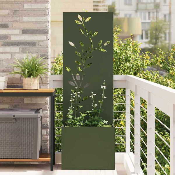 vidaXL Γλάστρα Κήπου με Διακοσμητική Πάνελ Λαδί 50 x 140 cm