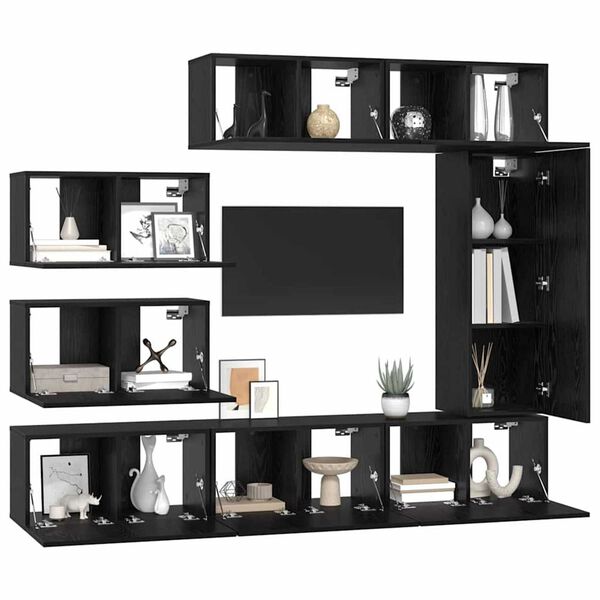 vidaXL Σετ επίπλου τηλεόρασης 8 pcs Μαύρη δρυς 30.5 x 30 x 90 cm