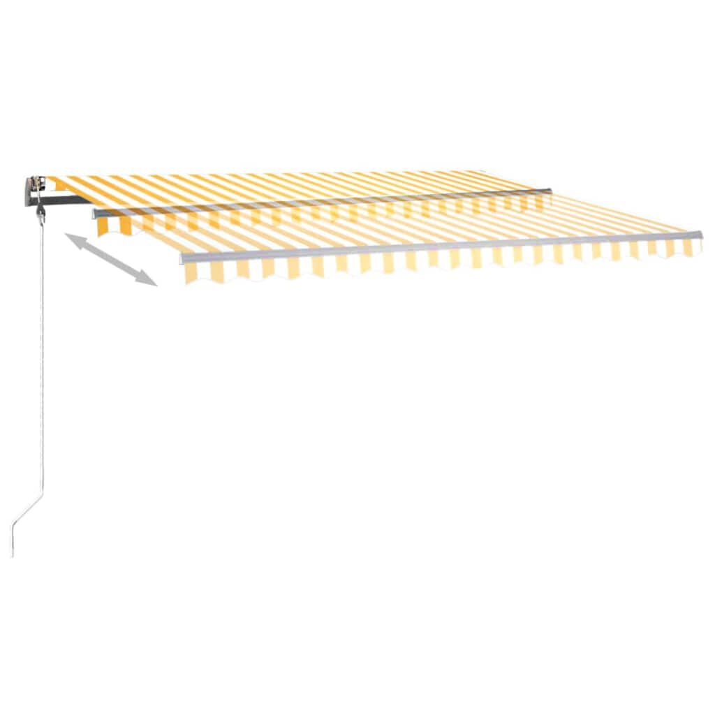 vidaXL Τέντα Συρόμενη Χειροκίνητη με LED Κίτρινο / Λευκό 400 x 350 εκ.