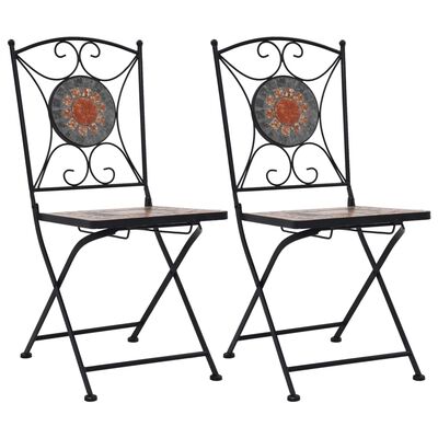 vidaXL Καρέκλες Bistro «Μωσαϊκό» 2 τεμ. Πορτοκαλί / Γκρι