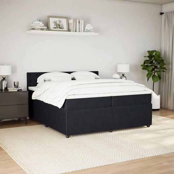 vidaXL &Kappa;&rho;&epsilon;&beta;ά&tau;&iota; Boxspring &mu;&epsilon; &Sigma;&tau;&rho;ώ&mu;&alpha; &Mu;&alpha;ύ&rho;&omicron; 200x200 &epsilon;&kappa;. &Beta;&epsilon;&lambda;&omicron;ύ&delta;&iota;&nu;&omicron;