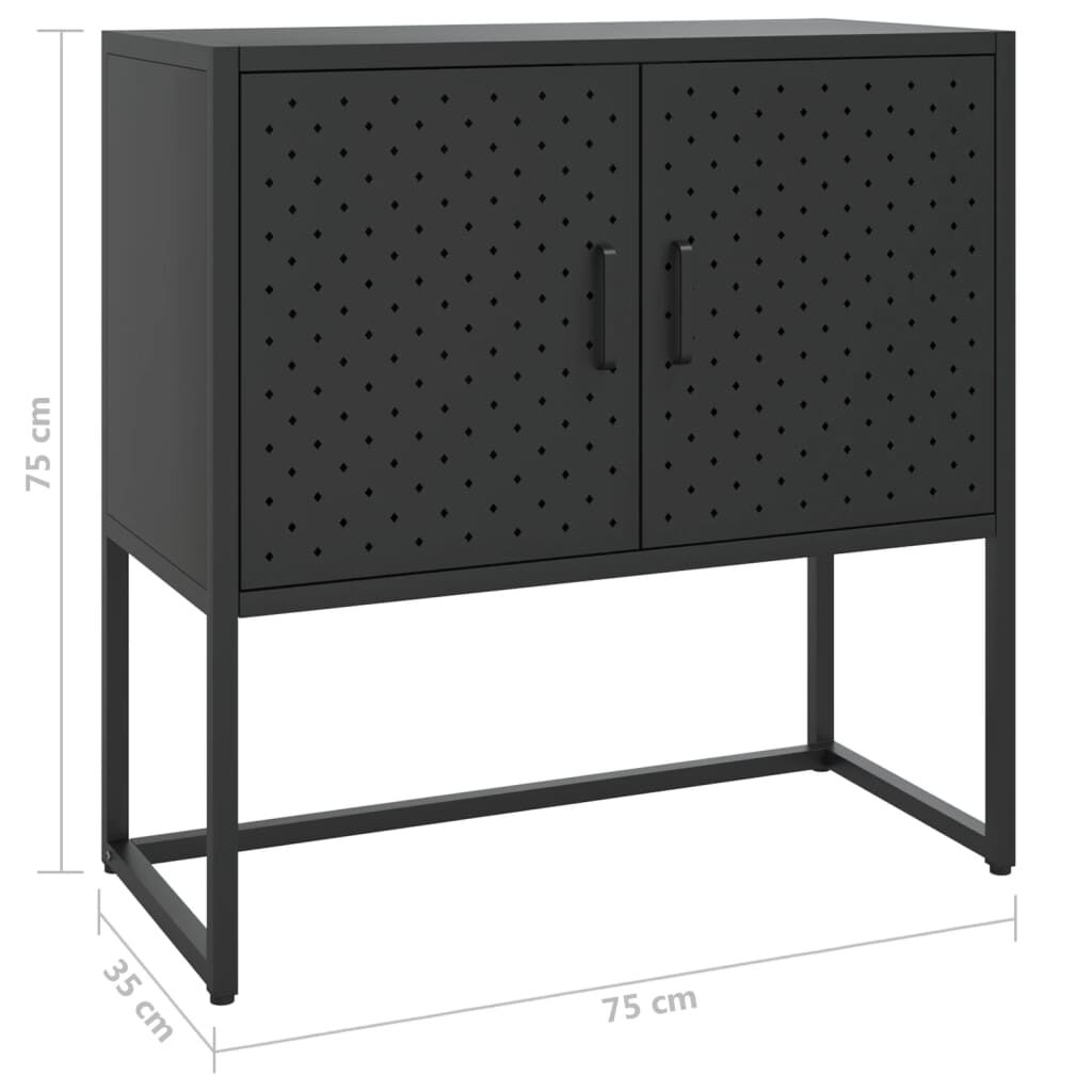 vidaXL Μπουφές Μαύρος 75 x 35 x 75 εκ. από Ατσάλι